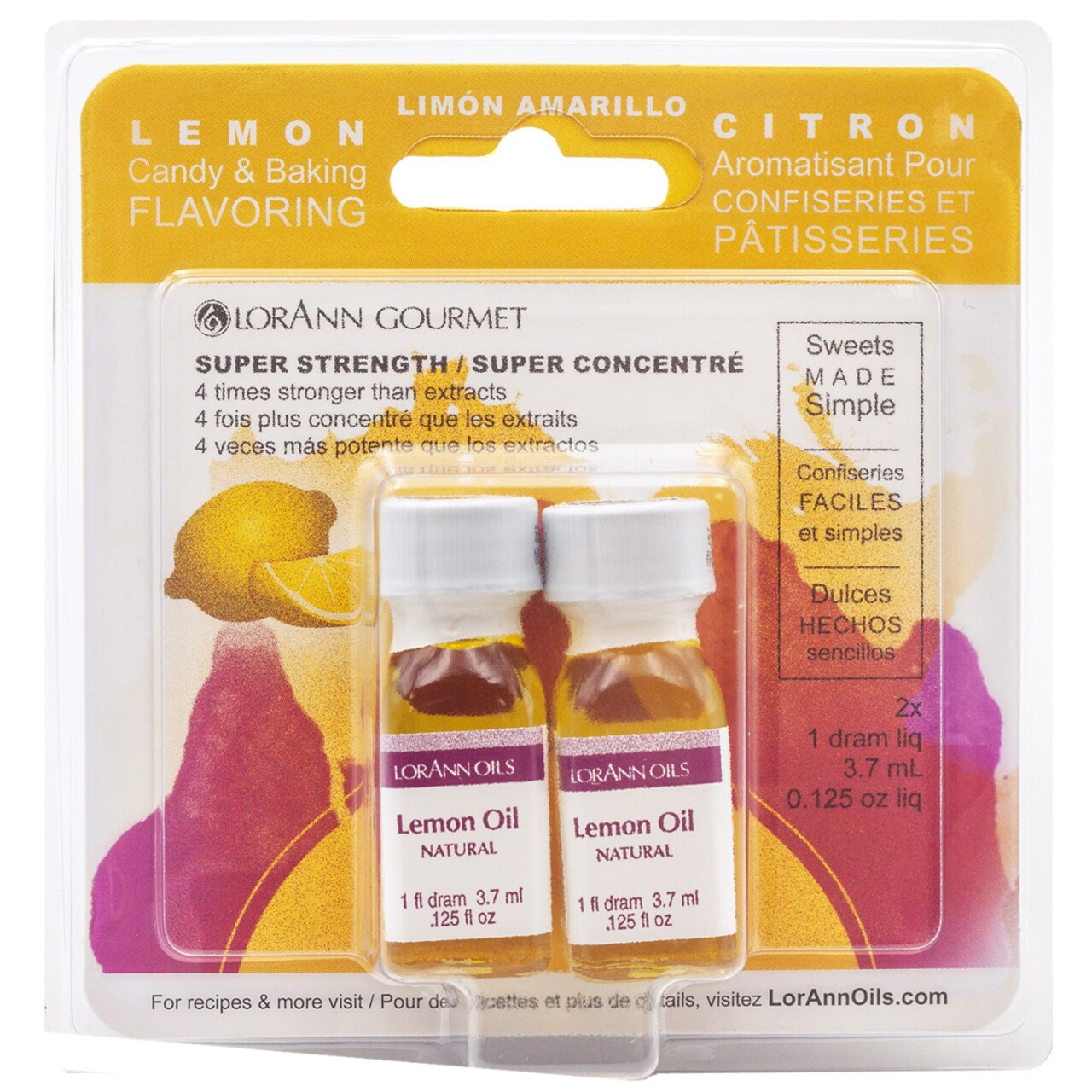 LorAnn Oils Lemon Oil Super Strength Flavor, 1 Dram Twin Pack